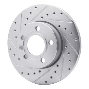 Volkswagen EuroVan Brake Rotor (1) - Front Left - R1 Concepts - Drilled & Slotted - Silver - `96-`00